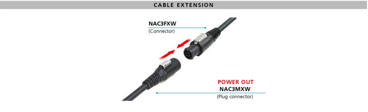 Mating scenario powerCON TRUE 1 cable extension